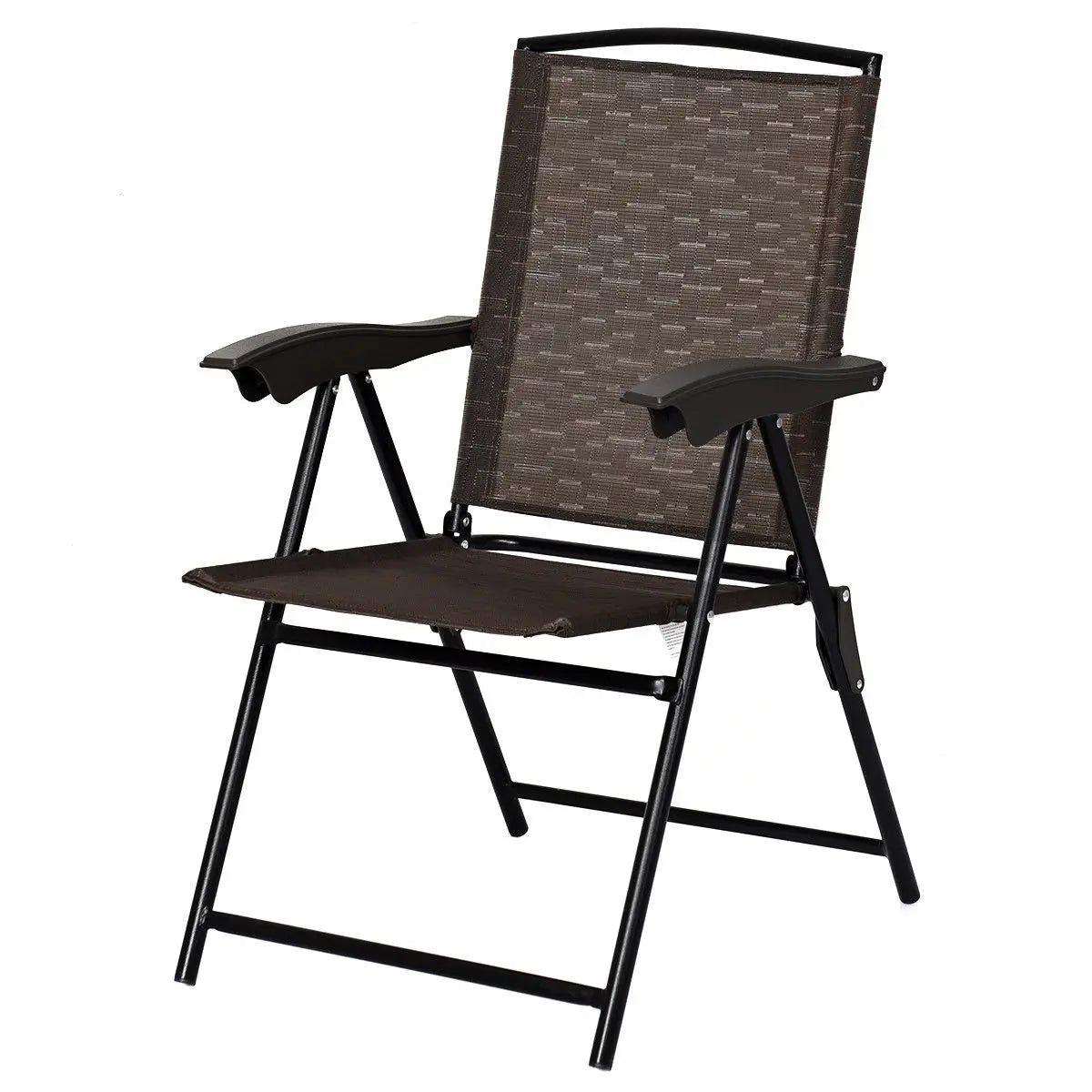 4PCS Folding Sling Chairs Steel Armrest W/Adjustable Back