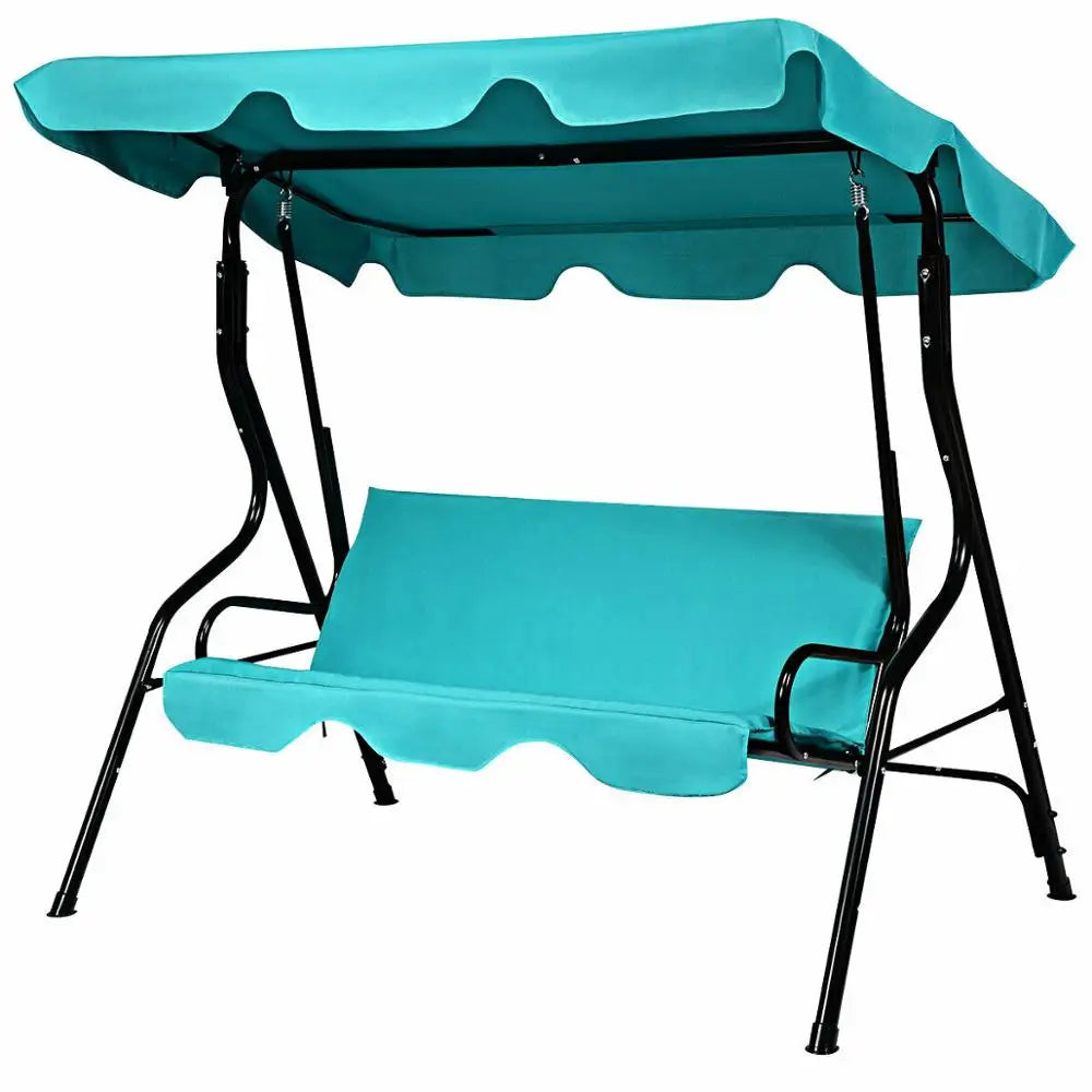 3 Seats Canopy Swing Hammock Cushioned Steel Frame