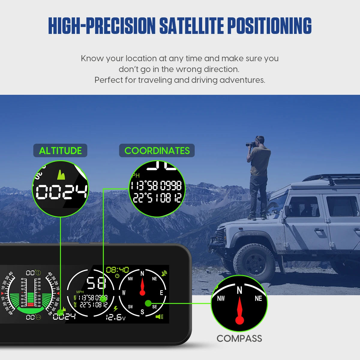 Car Compass Inclinometer Speedometer GPS Off Road Accessories