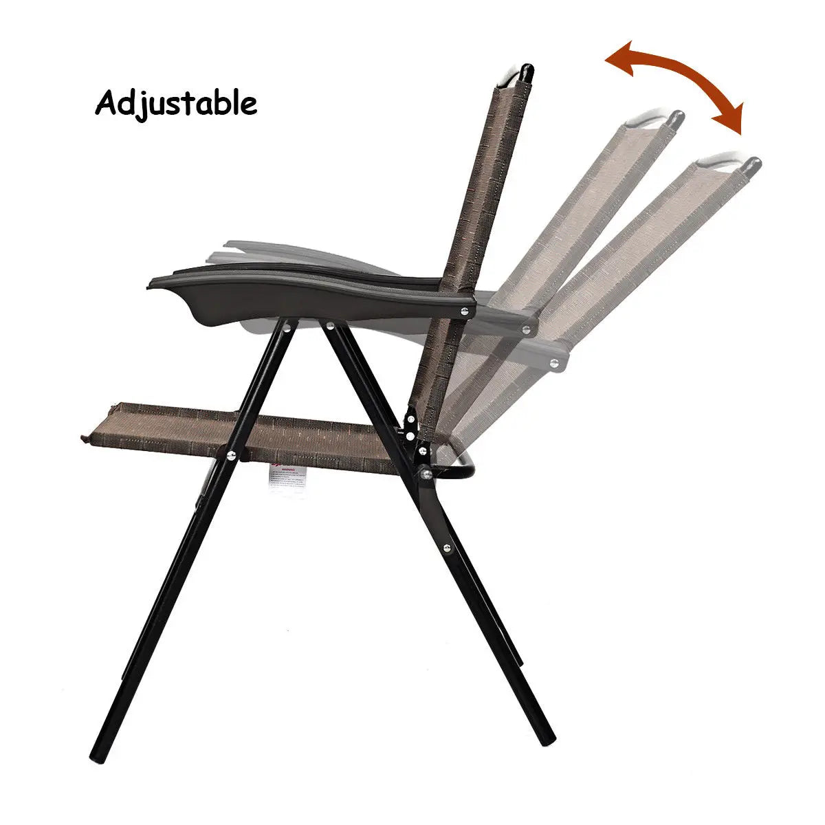 4PCS Folding Sling Chairs Steel Armrest W/Adjustable Back