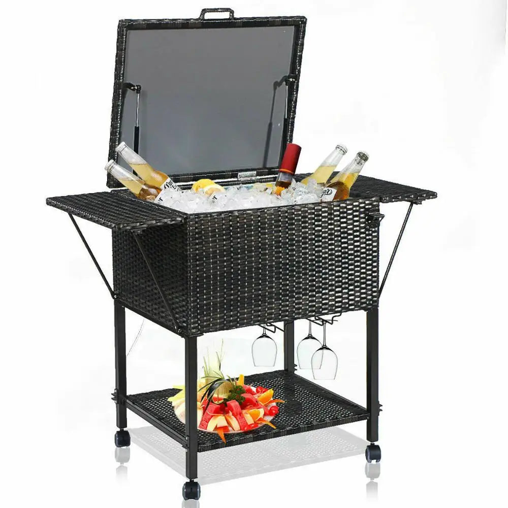 Outdoor Portable Cooler Cart Trolley Patio Pool Party