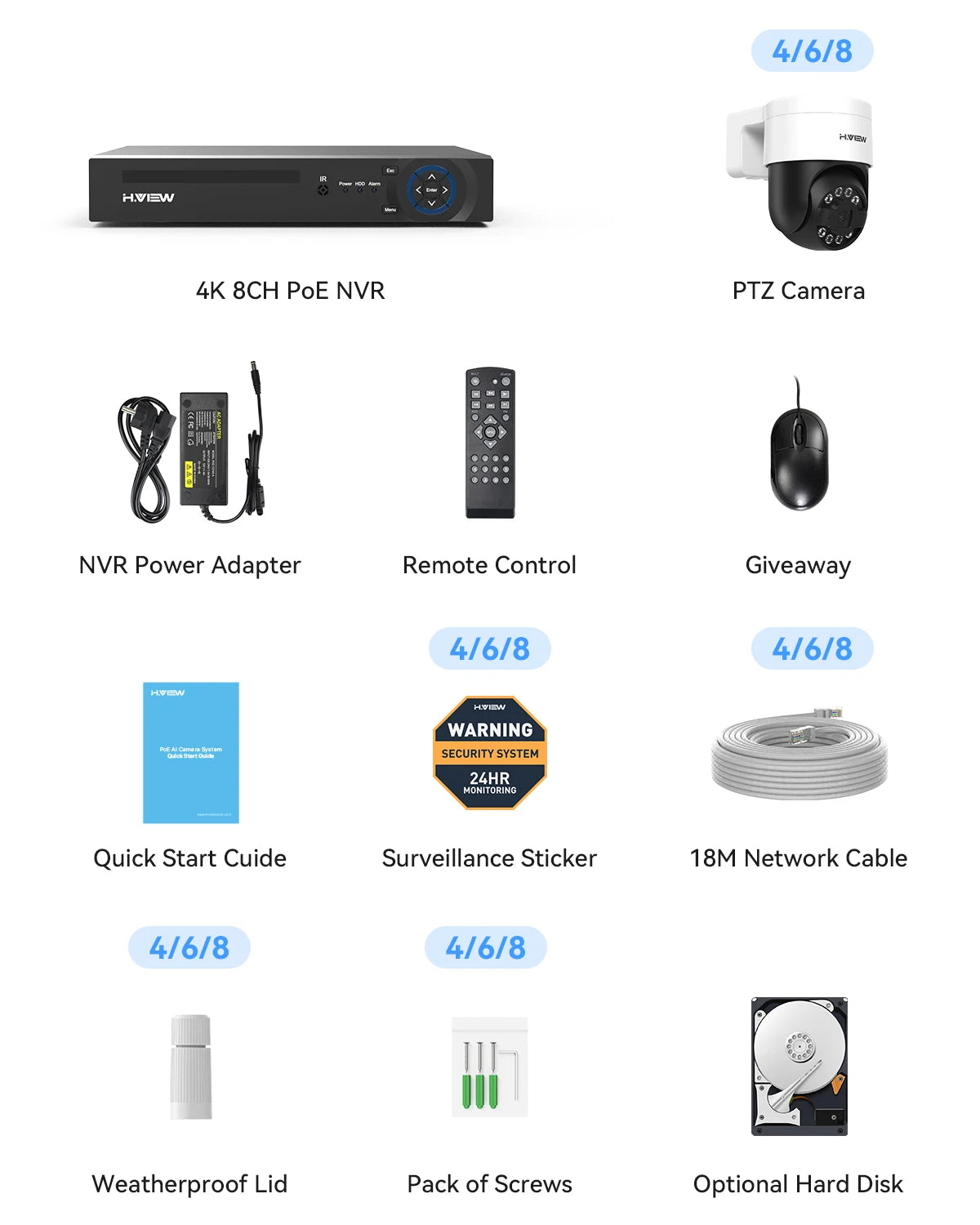 Outdoor Security Camera System Home Video Surveillance Kit
