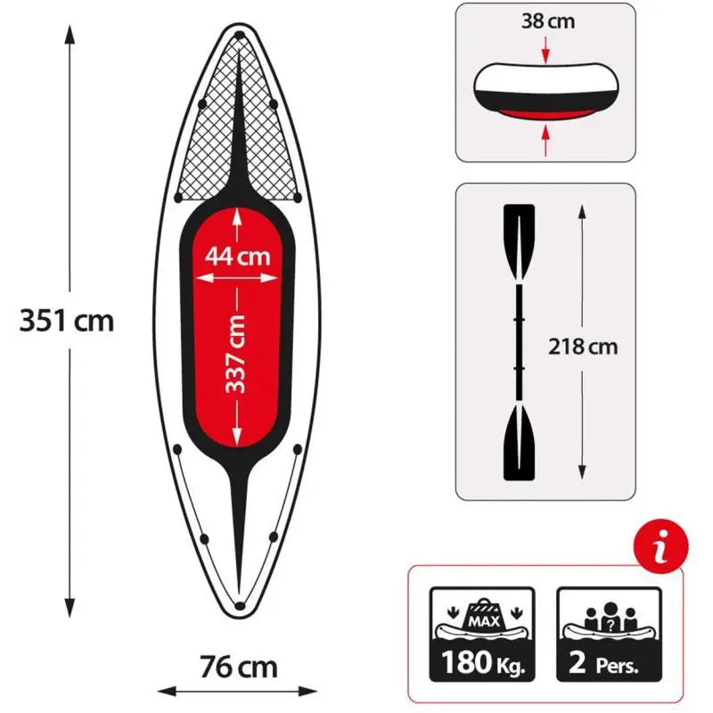 Inflatable Kayak for 2 Persons, Ideal for Fishing, Drifting and Outdoor Activities,