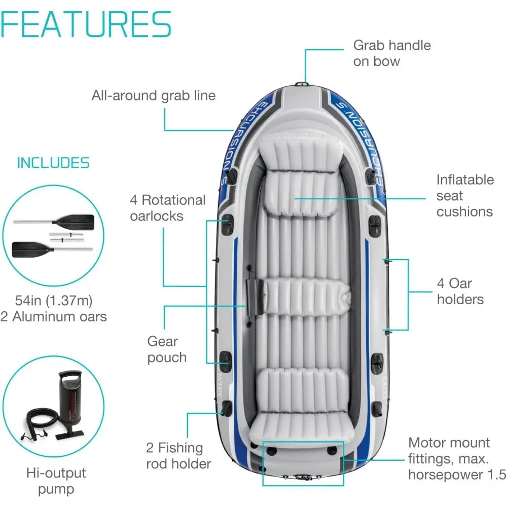 High-Output Inflatable Kayak with Aluminum Oars