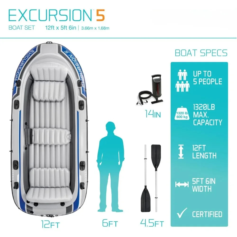 High-Output Inflatable Kayak with Aluminum Oars