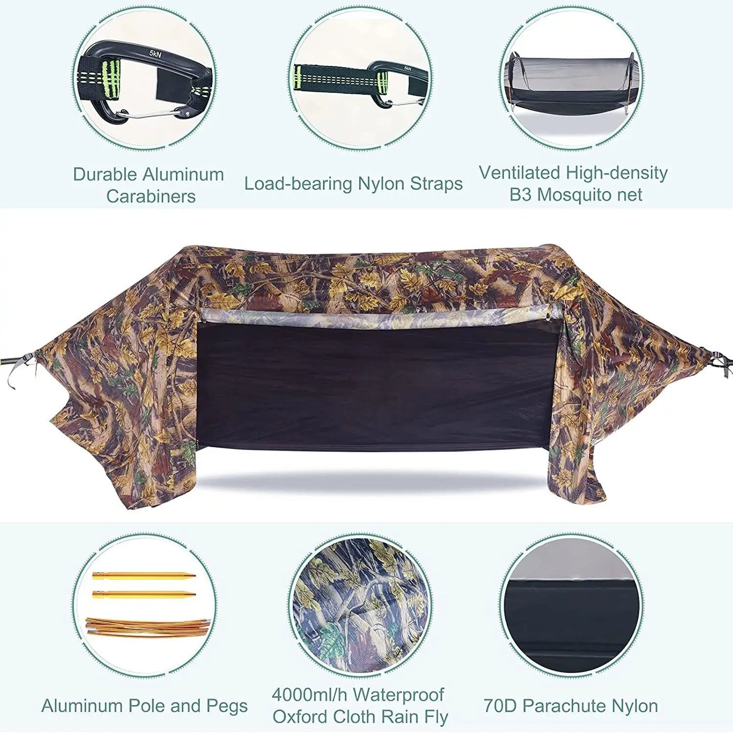 1-2 Persons Backpacking Bivvy Hammock Tent Waterproof Lightweight