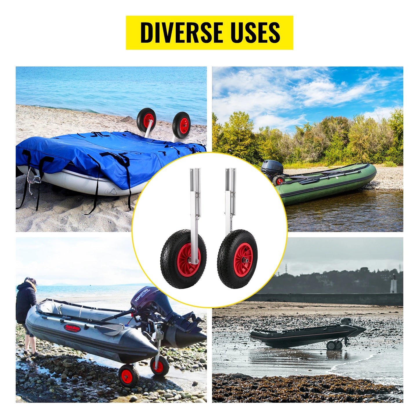 2PCS Inflatable Boat Launching Wheels