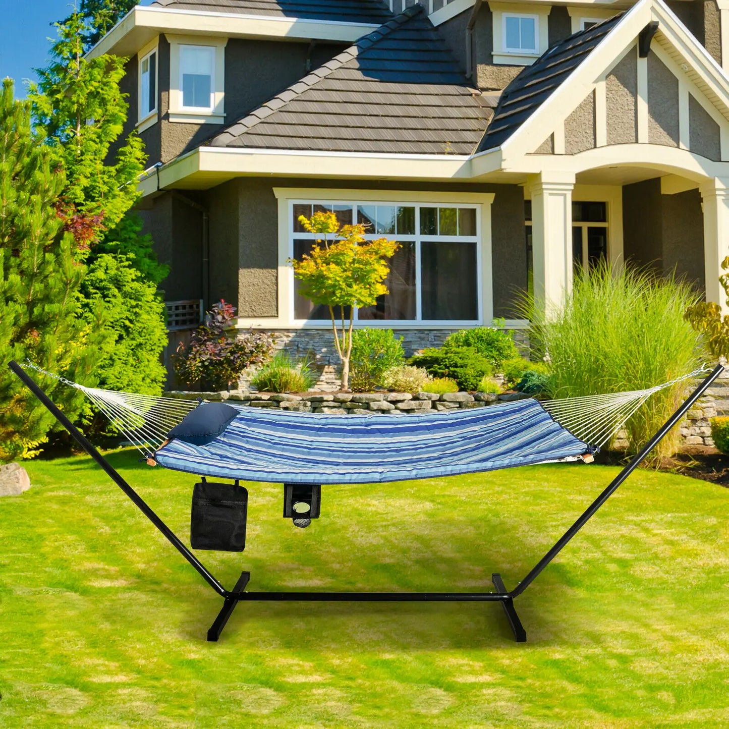 Hammock Chair Stand Swing w/ Pillow Cup Holder Indoor Outdoor