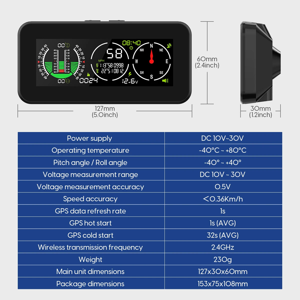 Car Compass Inclinometer Speedometer GPS  Off Road Accessories