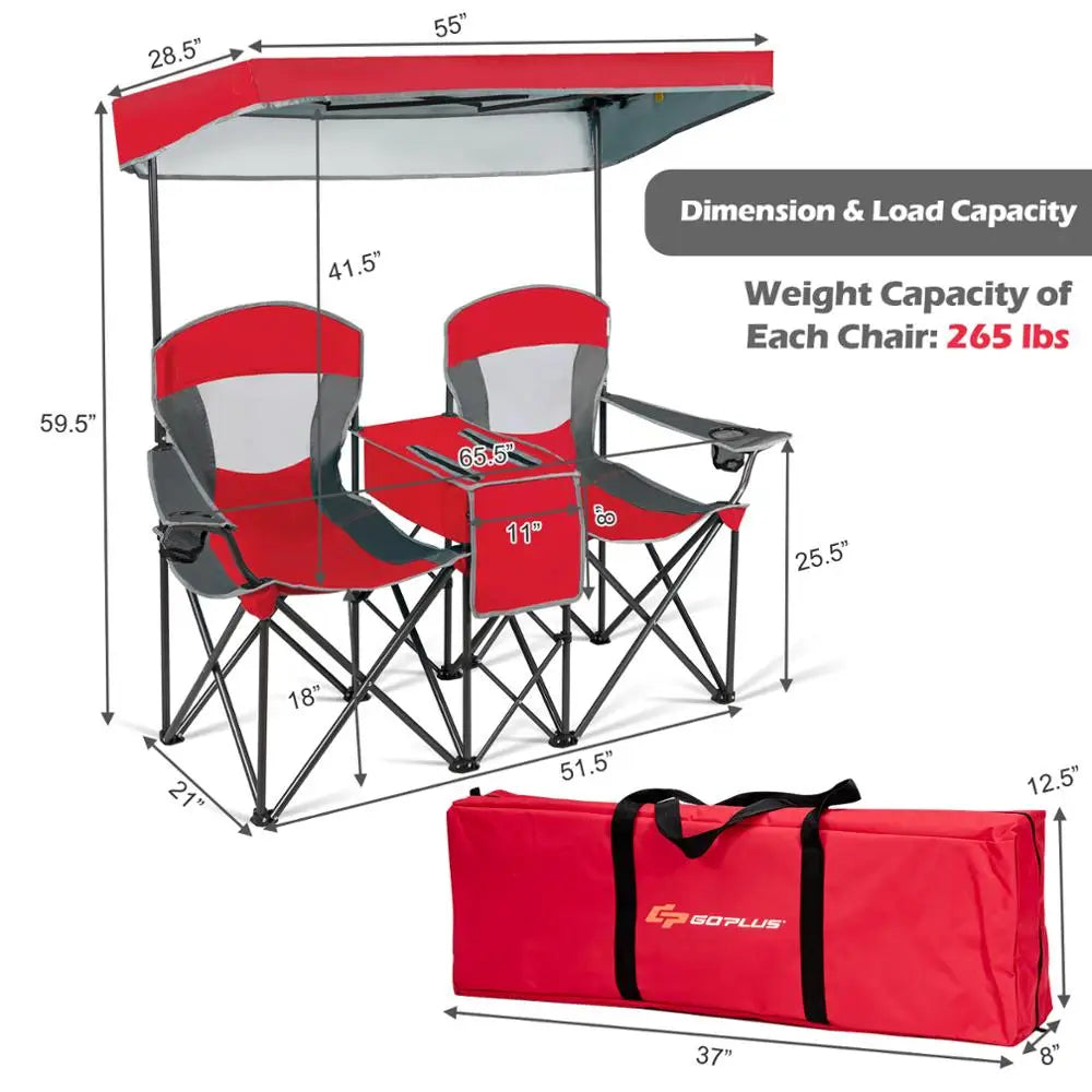 Portable Folding Camping Canopy Chairs w/ Cup Holder