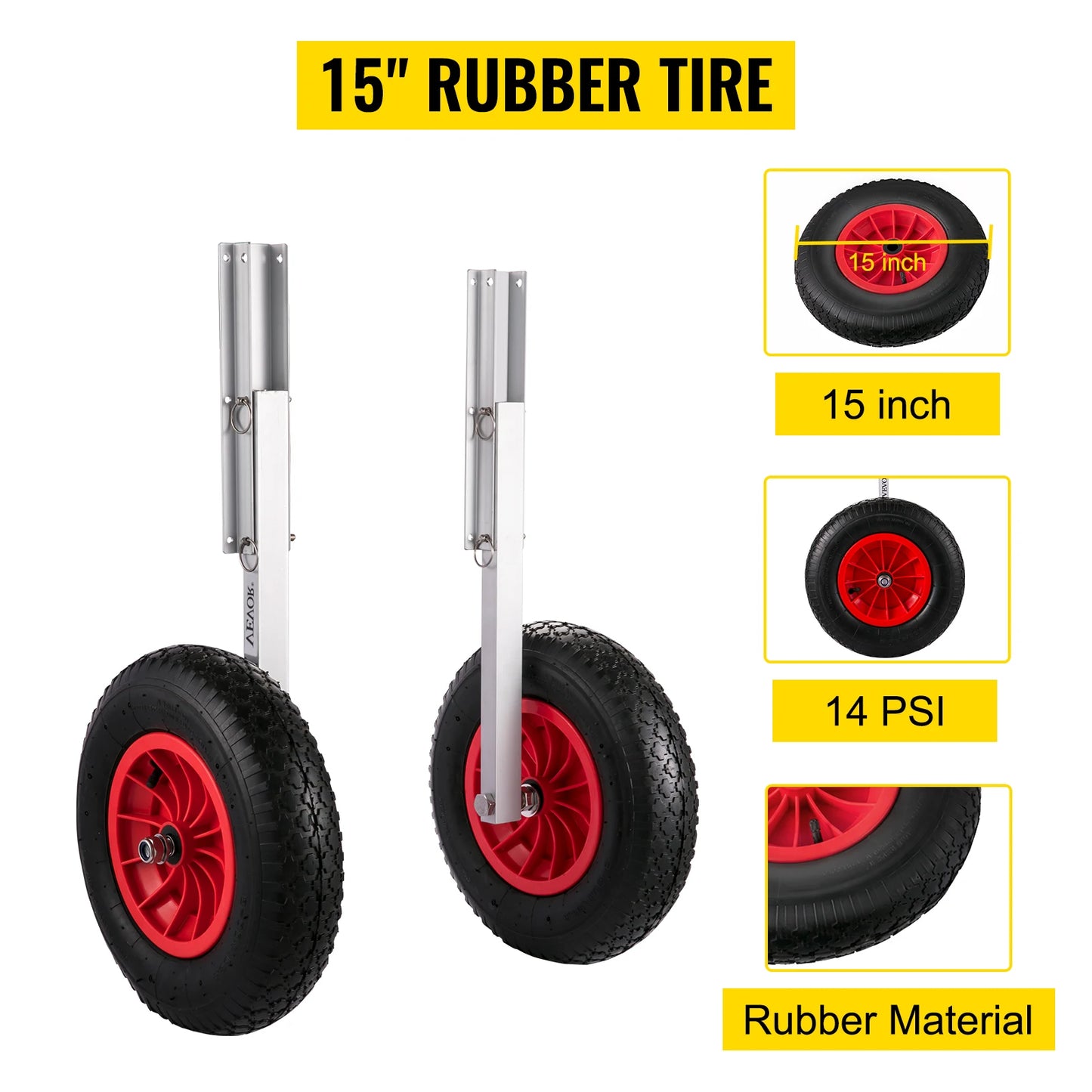 2PCS Inflatable Boat Launching Wheels