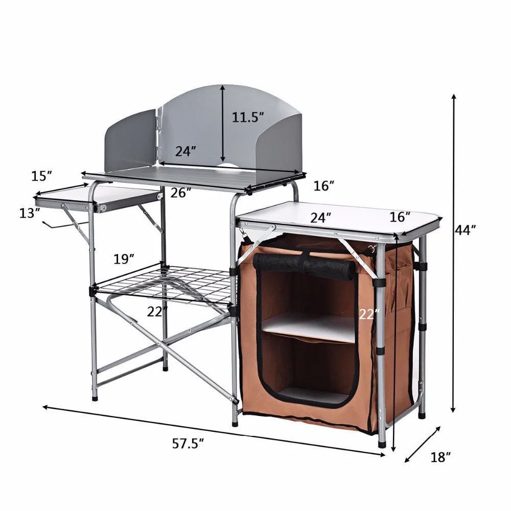 Outdoor BBQ Portable Grilling Stand w/Windscreen Bag