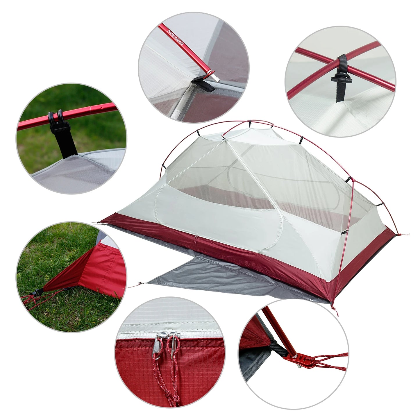 2 Person 4 Season Ultralight Camping Tent 20D Nylon Coated Silicone Waterproof 4000mm Wind Proof for Backpacking Hiking