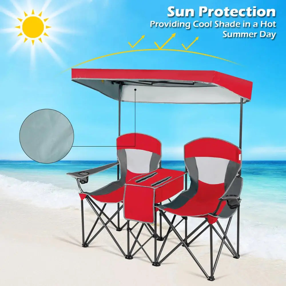 Portable Folding Camping Canopy Chairs w/ Cup Holder