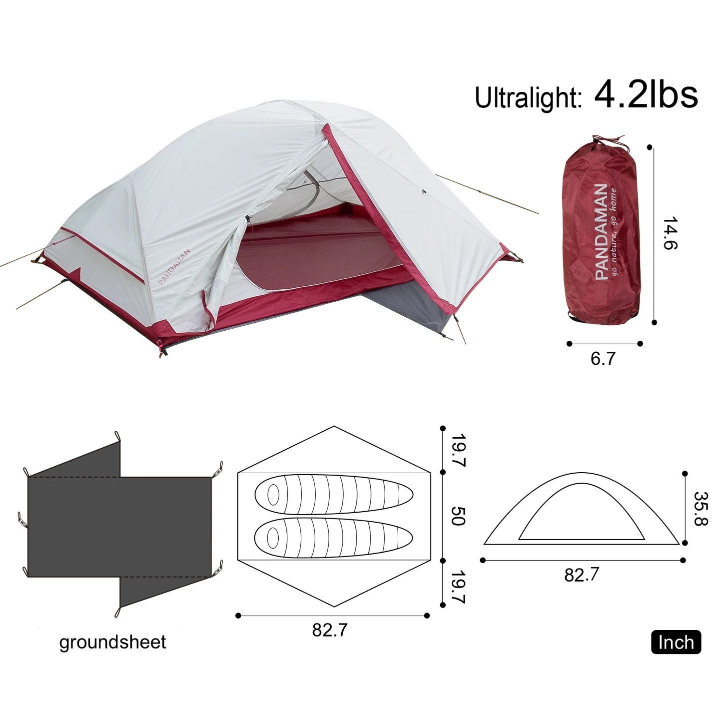 2 Person 4 Season Ultralight Camping Tent 20D Nylon Coated Silicone Waterproof 4000mm Wind Proof for Backpacking Hiking