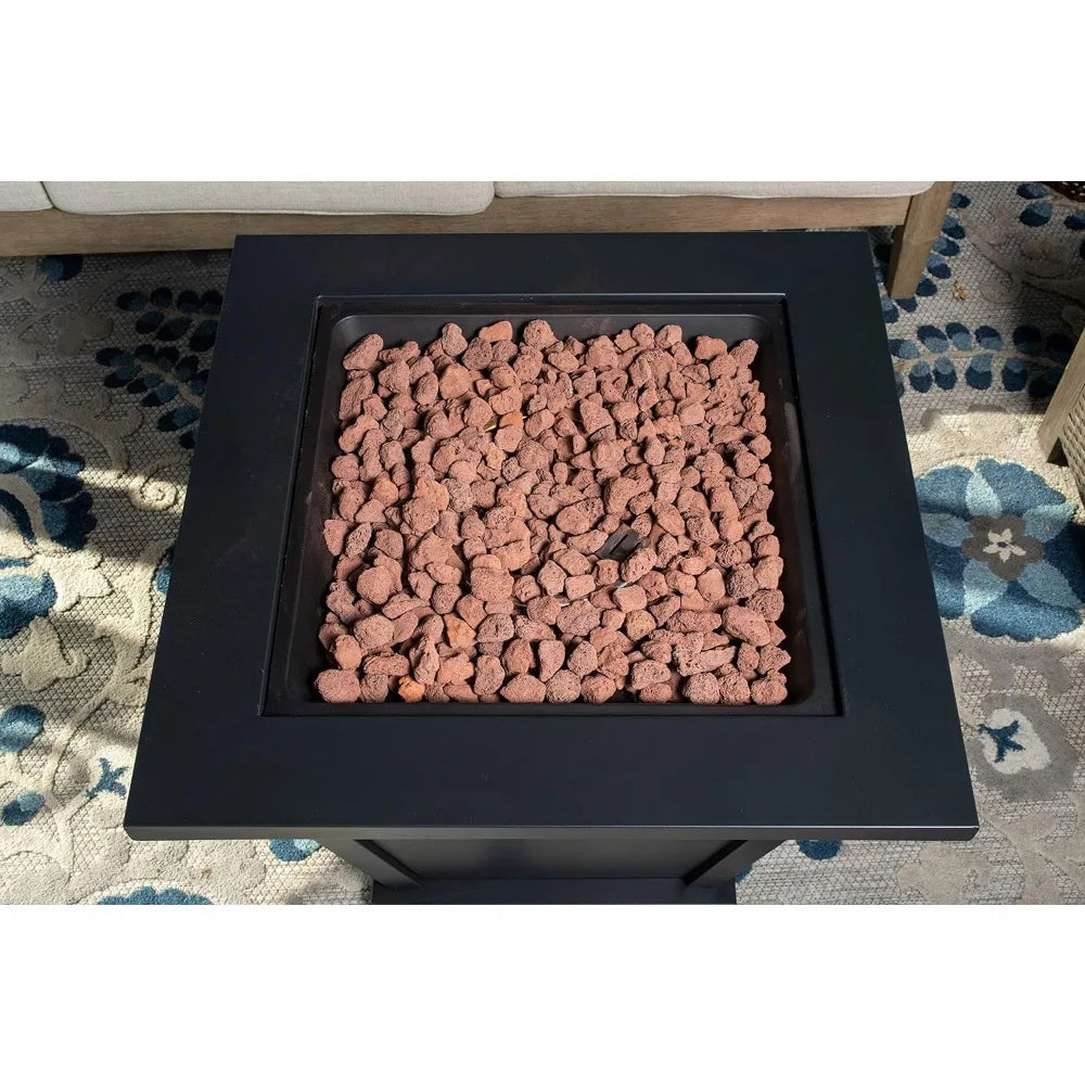 Bond Manufacturing 51843 28in Olivera Fire Table, Black Fire Table Outdoor Fireplace Camping Table Lareira Portatil Feuerschale