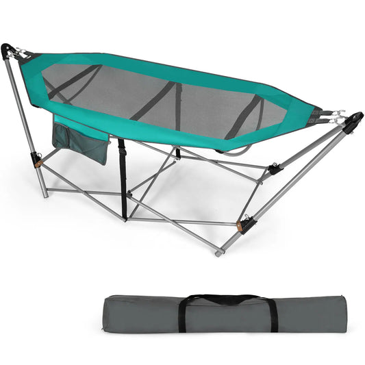 Folding Hammock with Side Pocket & Iron Stand