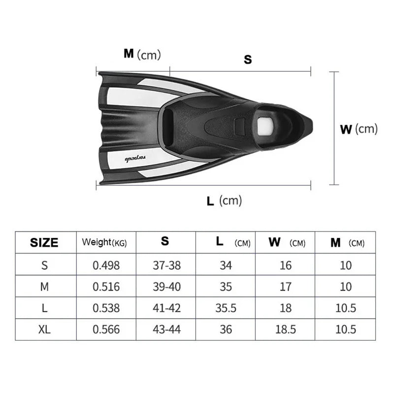 Swimming Diving Fins Professional Flexible Comfort Non-Slip Flippers