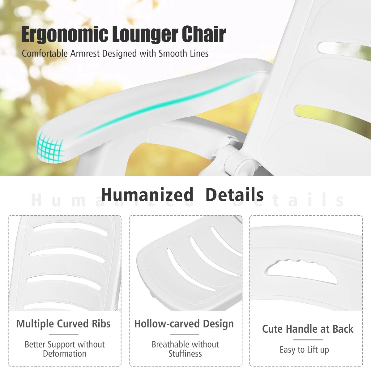 Adjustable Chaise Lounge Chair 5-Position Folding Recliner