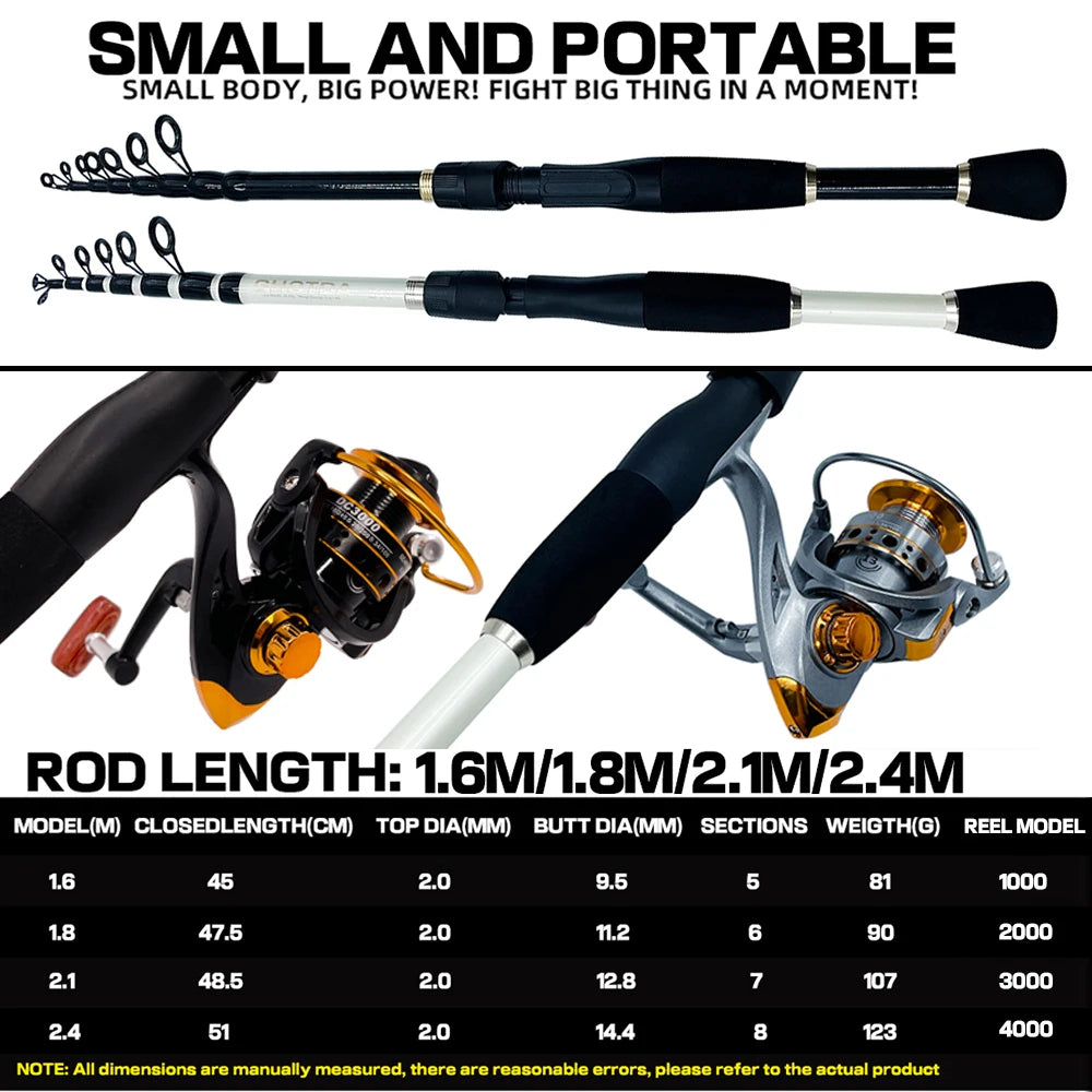 Telescopic Lure Fishing Rod and Reel Combo