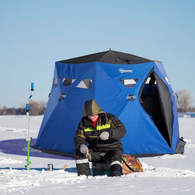 Ice Fishing Tent with Carry Bag, Two Doors and Anchors for -22℉