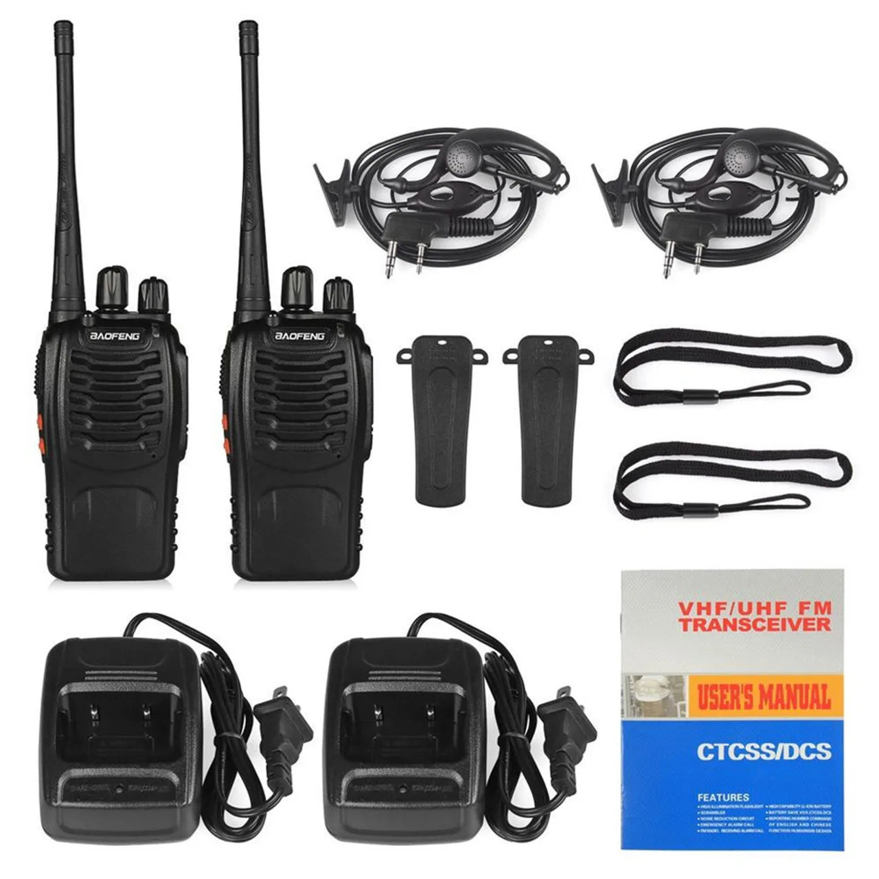 UHF Long Range Walkie Talkie Two Way Radio + Earpiece