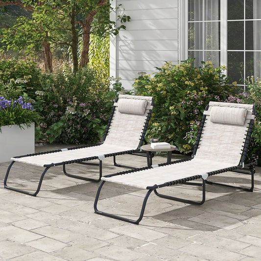 2 Folding Chaise Lounge Pool Chairs