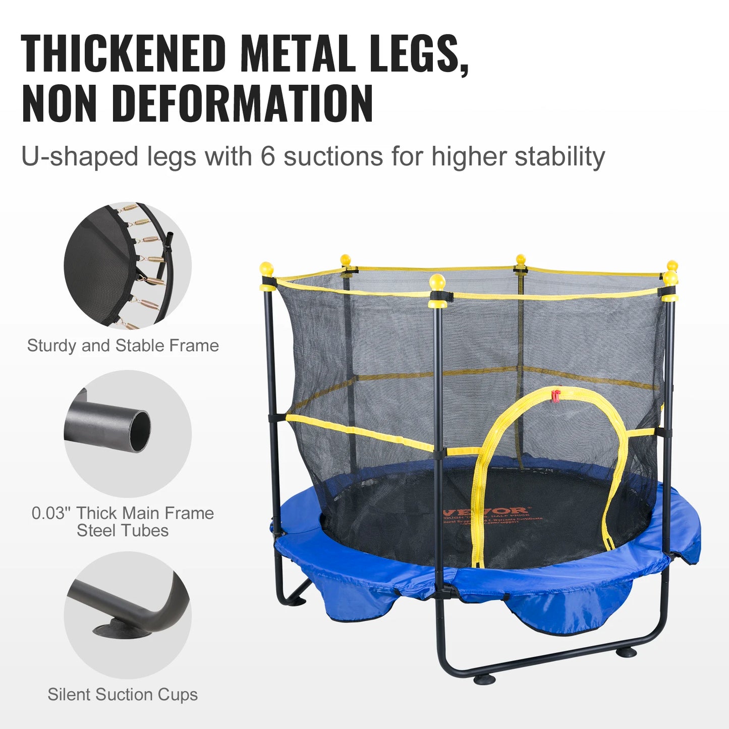 Kids 60" Indoor Outdoor Trampoline with Safety Net