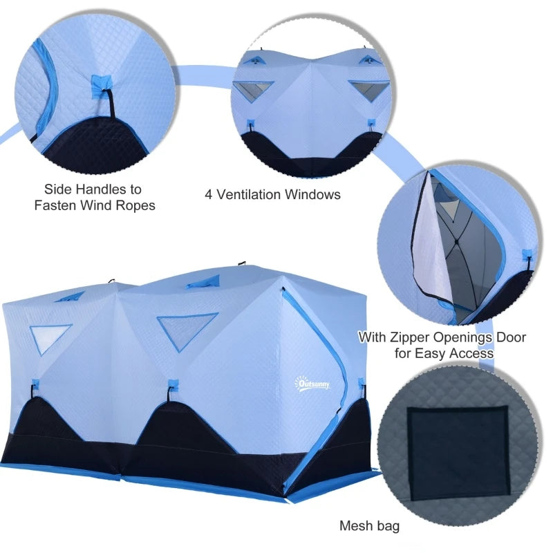 8-Person Pop-up Insulated Ice Fishing Tent with Ventilation