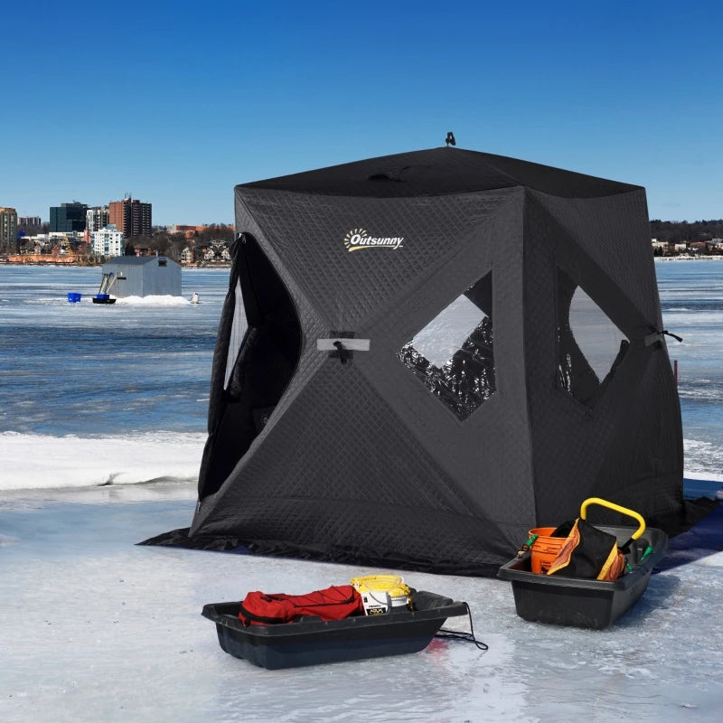 Ice Fishing Pop-Up Portable Tent with Carry Bag and Anchors