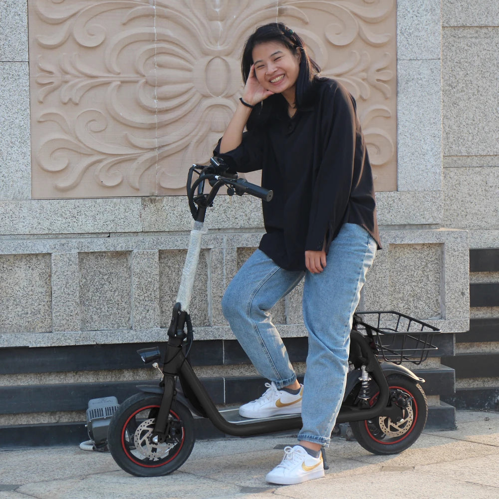 C1 350W Electric Scooter with Seat, Powerful Motor up to 22 Miles Range, Folding Electric Scooter for Adult Max Speed 15.5Mph