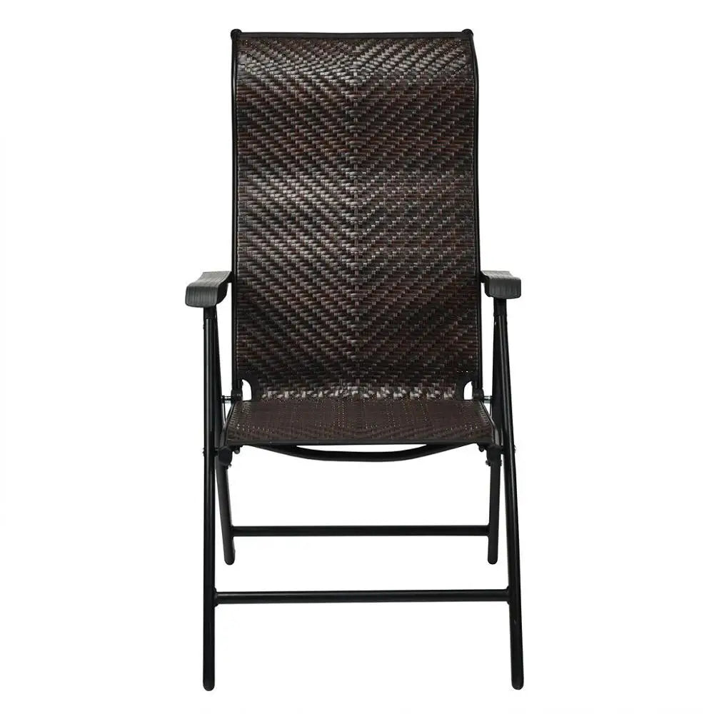 Folding Chair Recliner Back Adjustable Portable W/Armrest