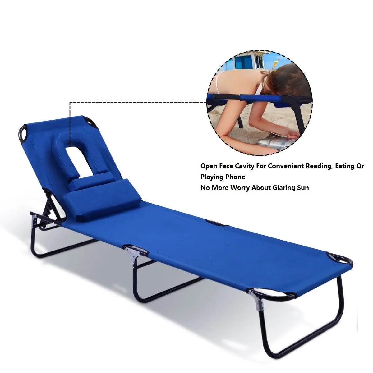 Costway Patio Foldable Chaise Lounge Chair Bed Outdoor Beach Camping Recliner Pool Yard