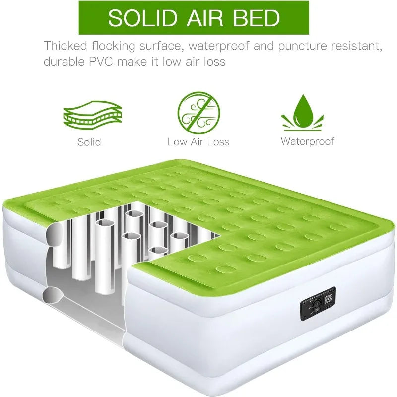 Inflatable Air Mattress Built in Pump Raised Double Bed