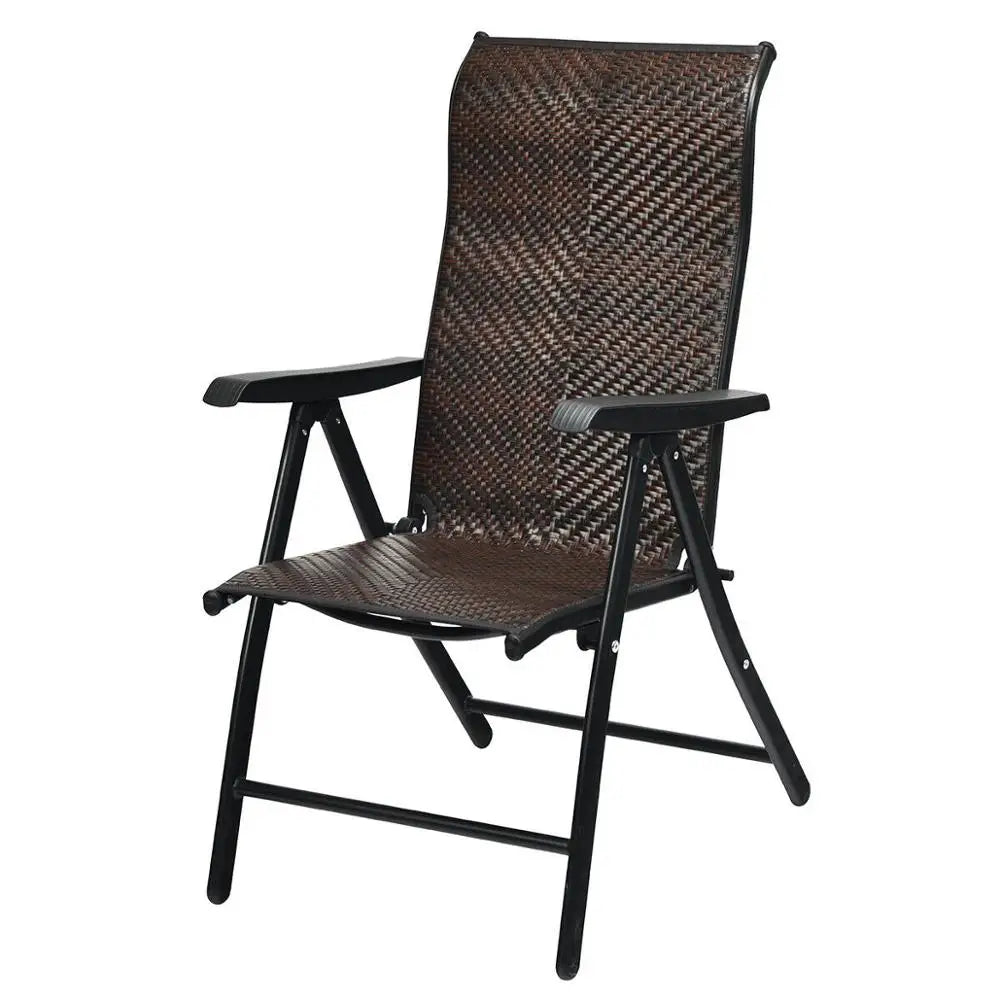 Folding Chair Recliner Back Adjustable Portable W/Armrest