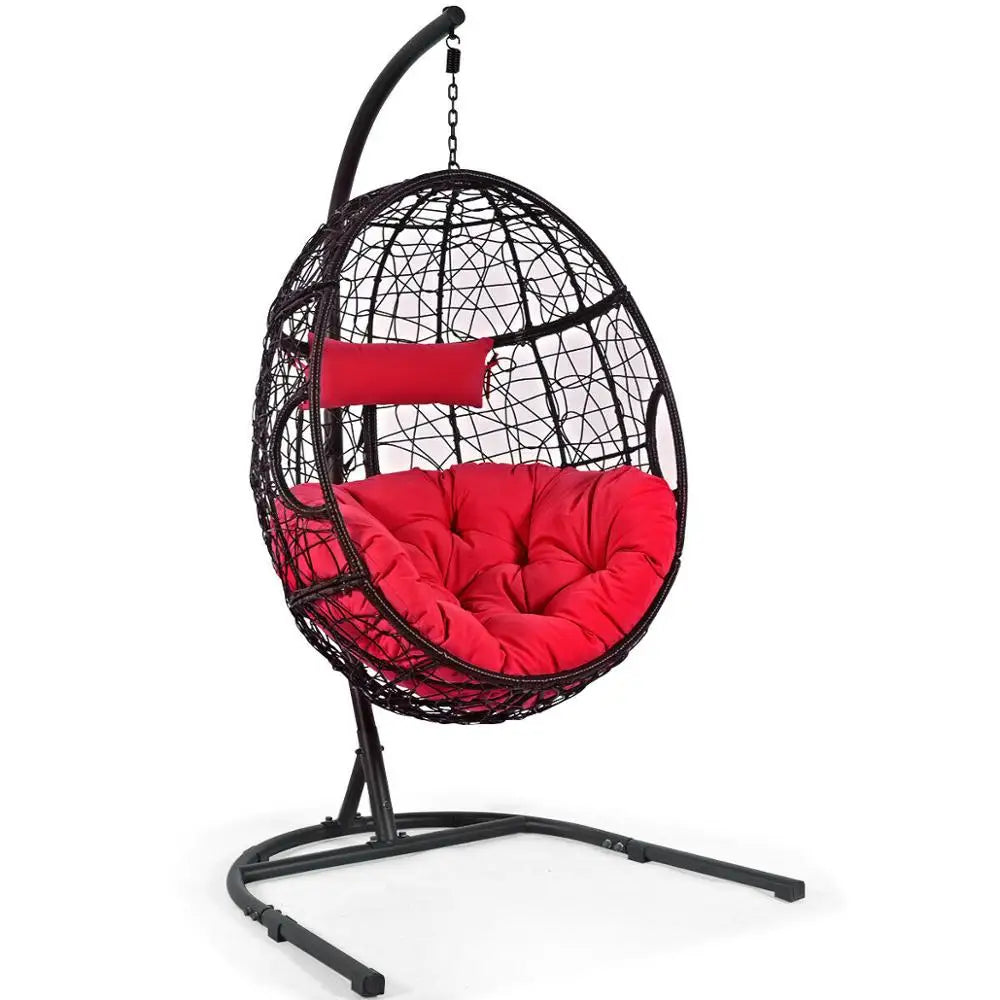 Cushioned Hanging Hammock Chair with Stand for Indoor Outdoor