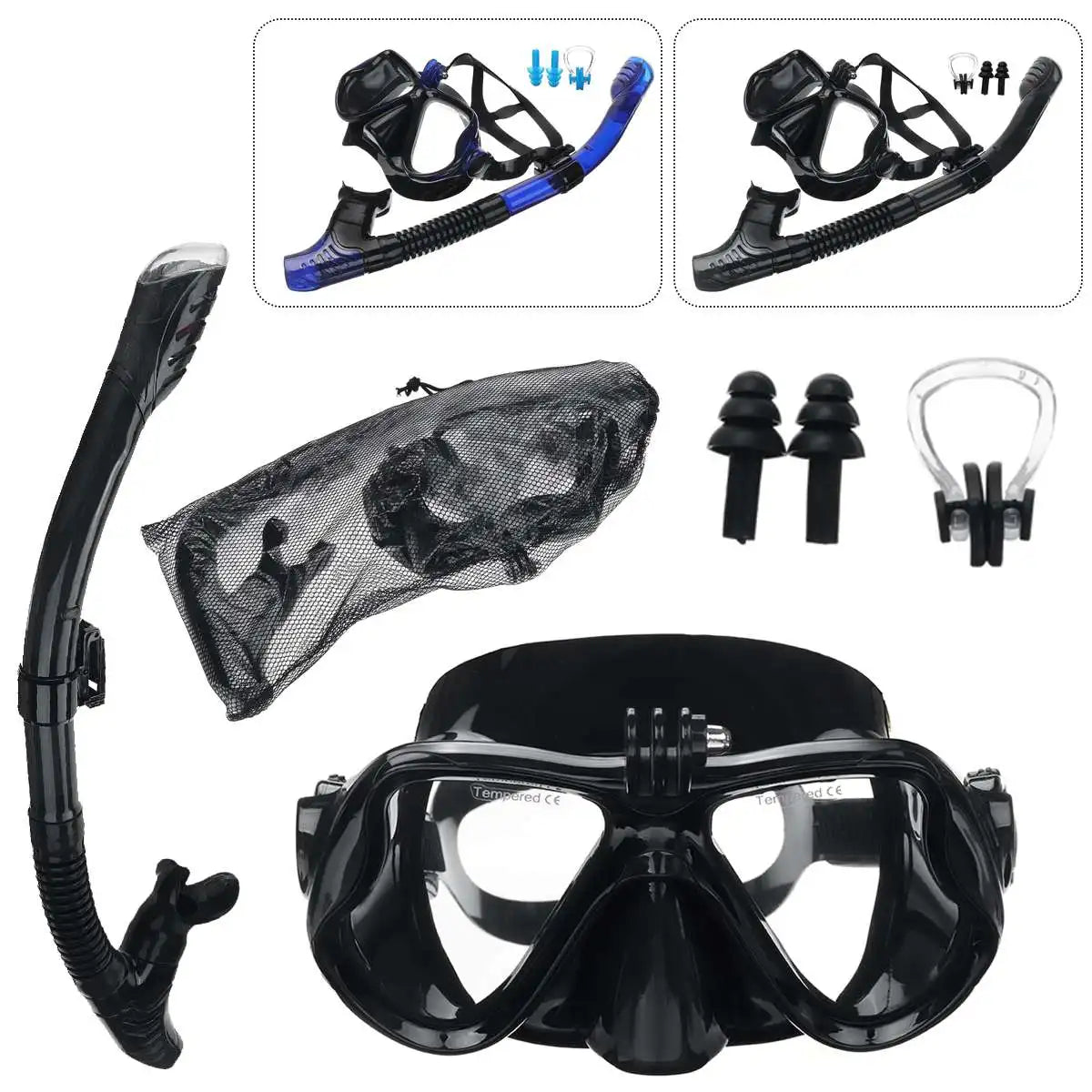 Swimming goggles Snorkel Mask Diving 2-Piece Set  Anti-Fog No Leak Professional Snorkel Mask for Women and Men Swimming Diving