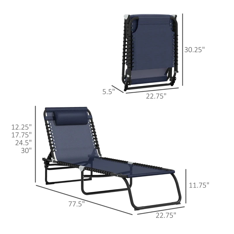 2 Folding Chaise Lounge Pool Chairs