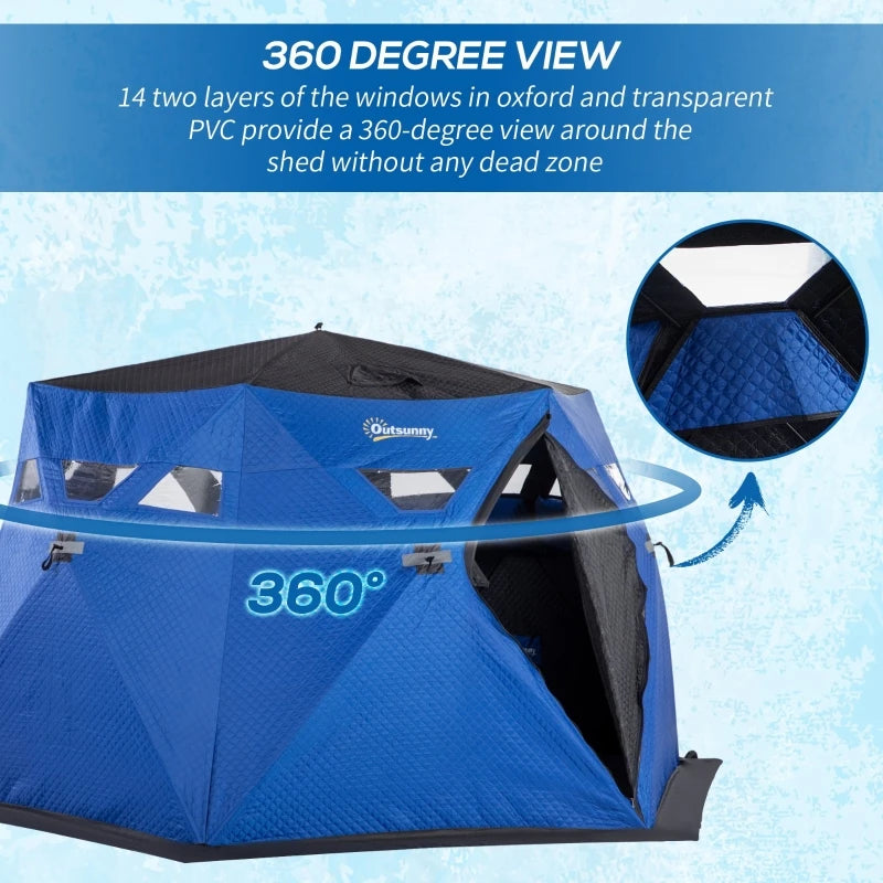 Ice Fishing Tent with Carry Bag, Two Doors and Anchors for -22℉