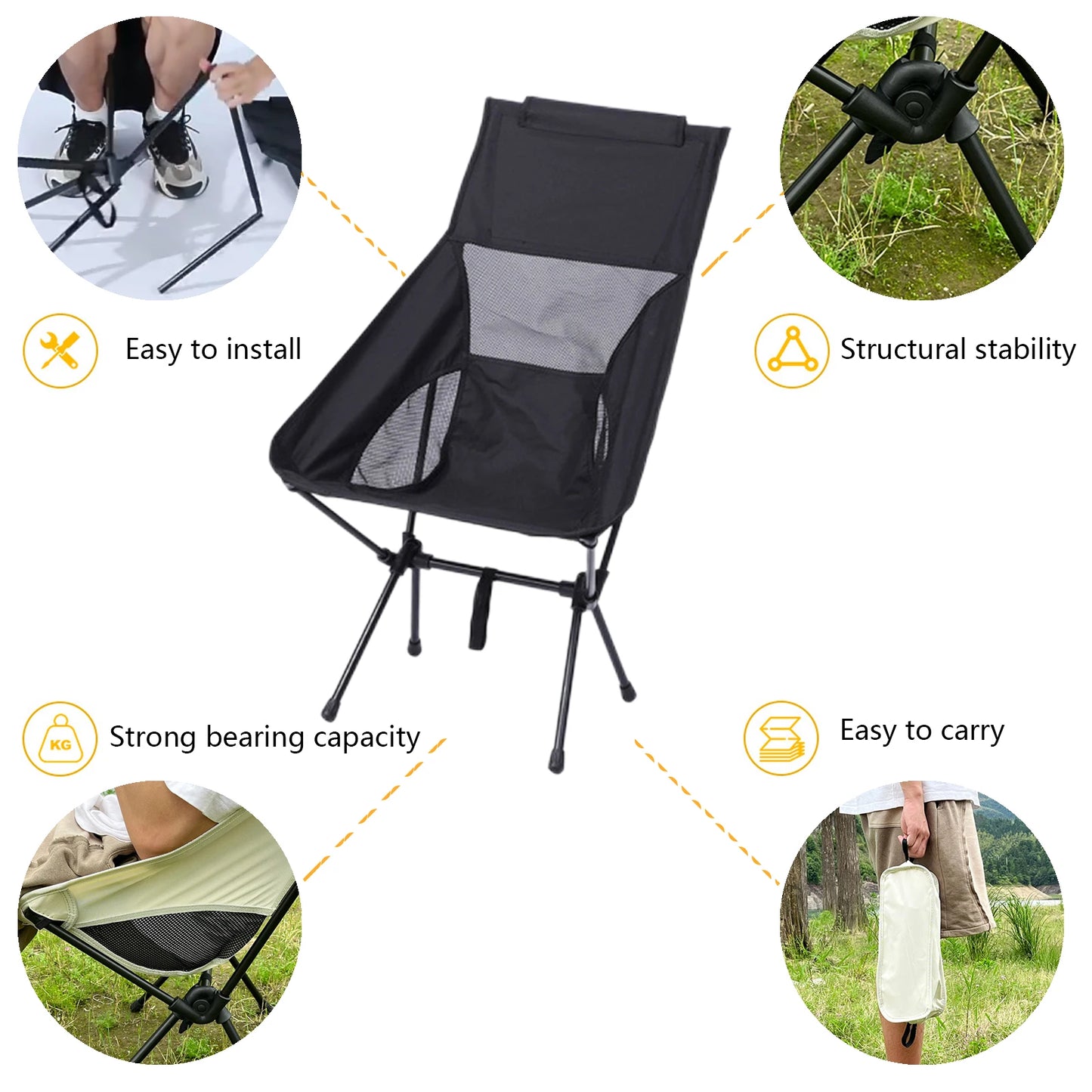 Detachable Portable Folding Moon Chair Outdoors Ultralight