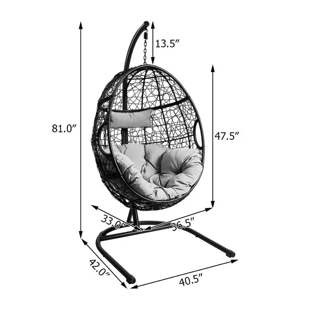 Cushioned Hanging Hammock Chair with Stand for Indoor Outdoor