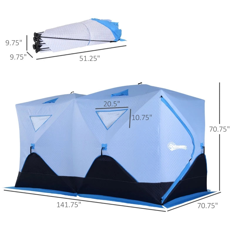 8-Person Pop-up Insulated Ice Fishing Tent with Ventilation