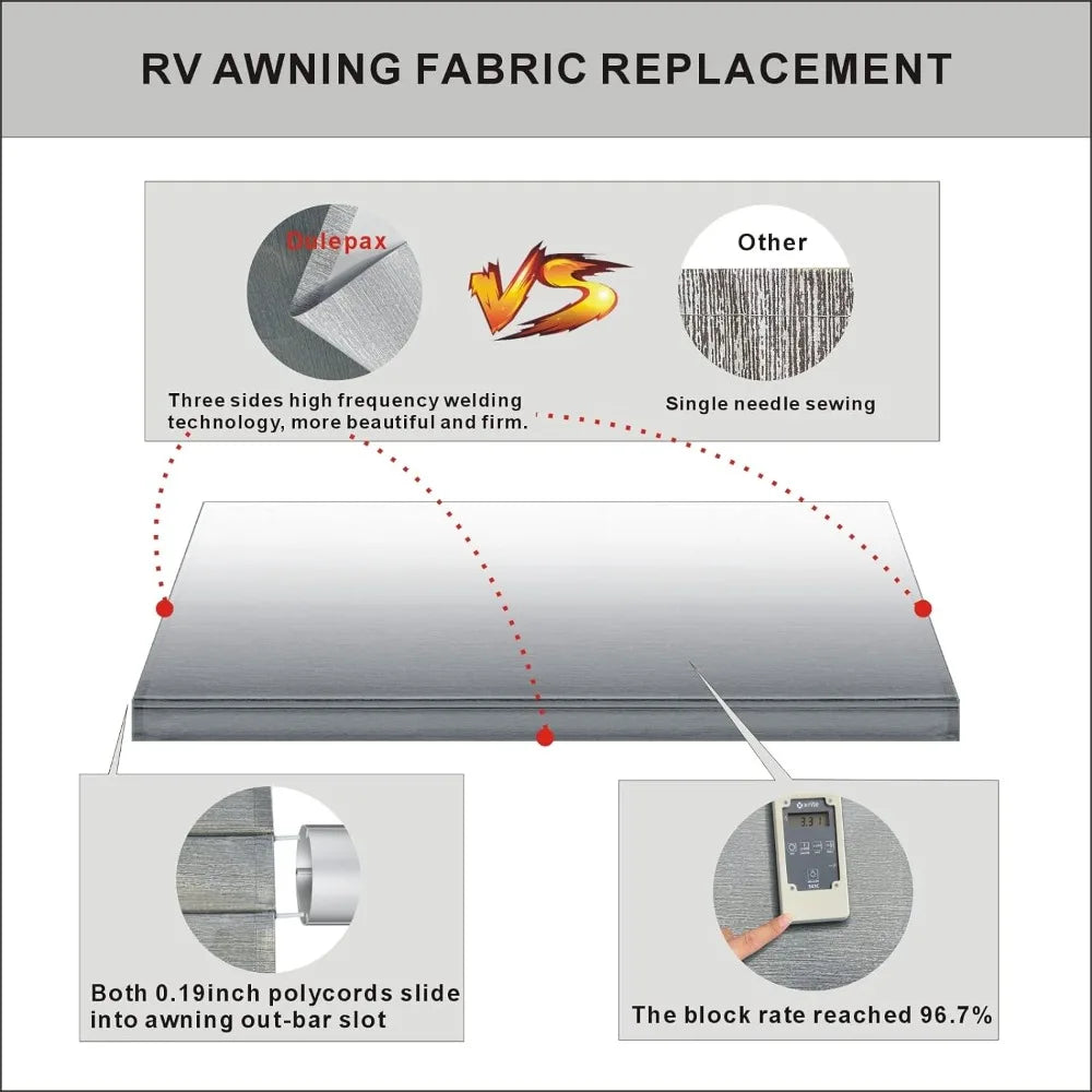 Camper Fade Grey Awning Heavy Fabric