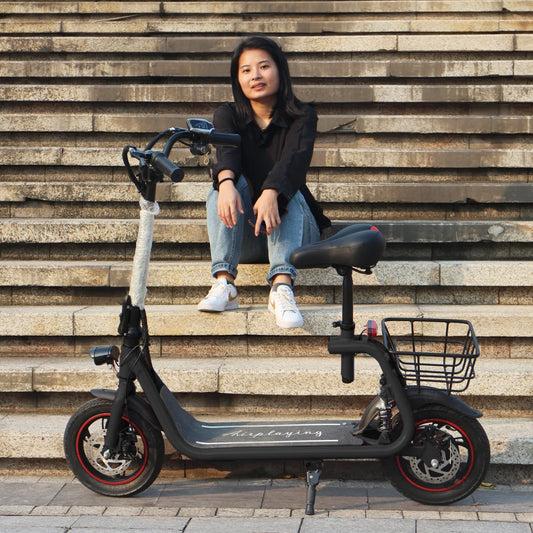 C1 350W Electric Scooter with Seat, Powerful Motor up to 22 Miles Range, Folding Electric Scooter for Adult Max Speed 15.5Mph