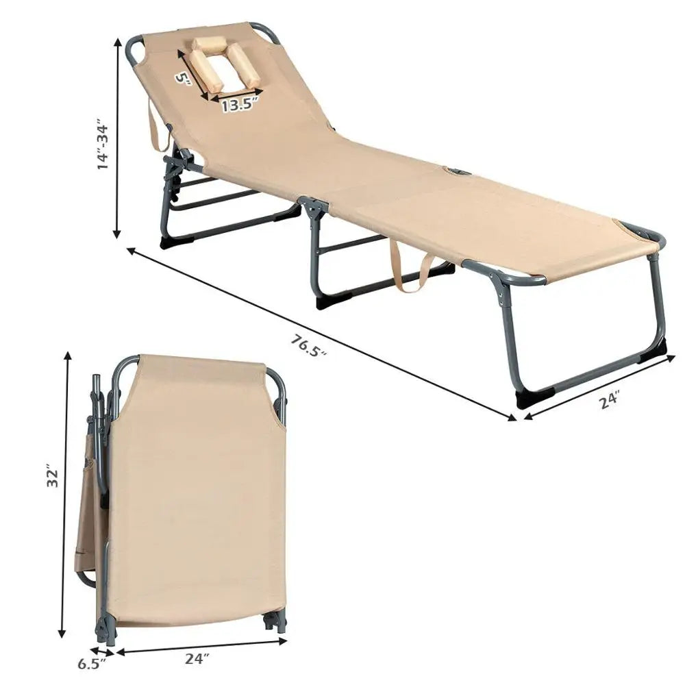 Folding Chaise Lounge Chair Bed