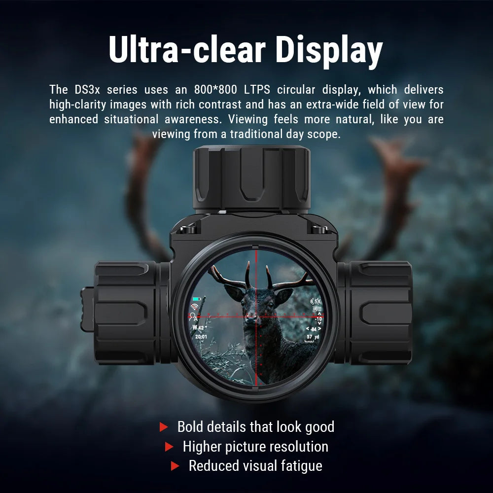 Night Vision Scope Hunting Rangefinder Long Eye-relief Display