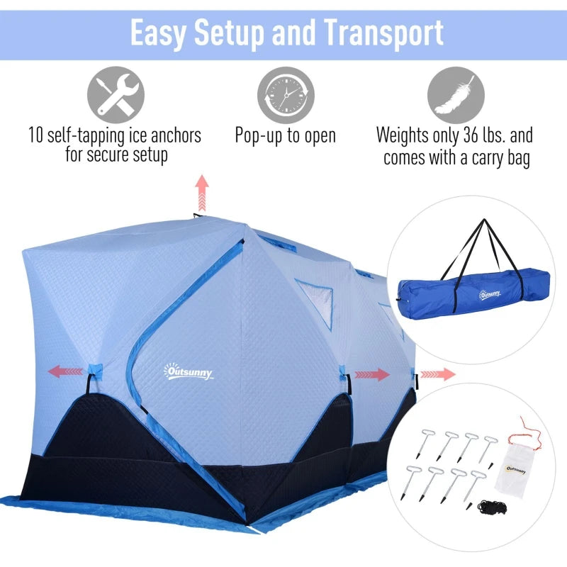 8-Person Pop-up Insulated Ice Fishing Tent with Ventilation