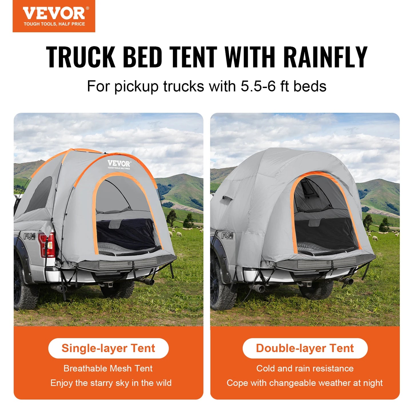 Waterproof PU Double Layer Truck Tent for Camping w / carry bag