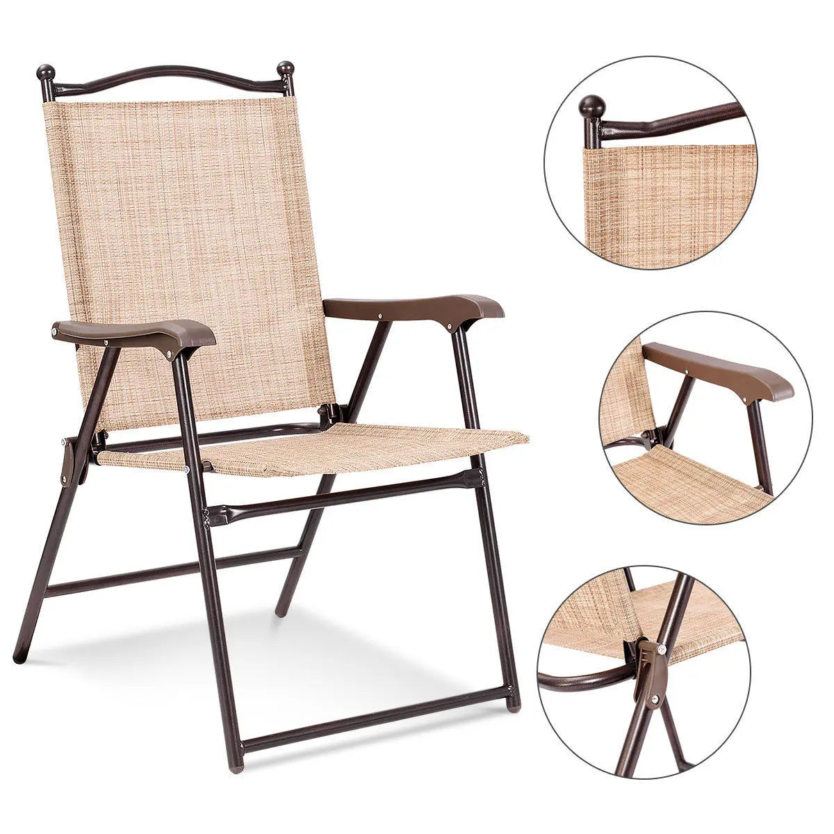 Set of 2 Patio Folding Sling Back Chairs