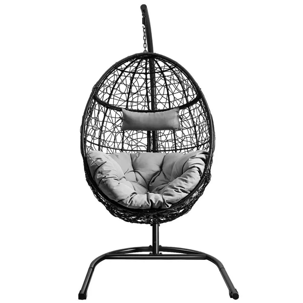 Cushioned Hanging Hammock Chair with Stand for Indoor Outdoor